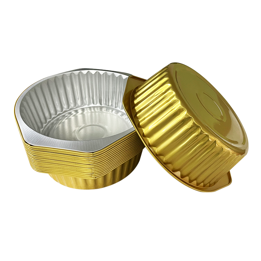 Disposable Golden Baked Food Packaging Foil Smooth Dishes Aluminum Foil Containers